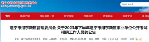 2020年下半年遂宁河东新区部分事业单位公开考试招聘50名工作人员的公告-四川人事网