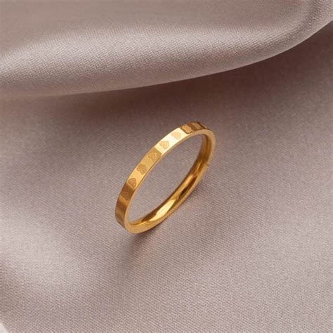 古法素圈戒指女磨砂越南沙金仿真黄金不掉色小众设计轻奢素戒细