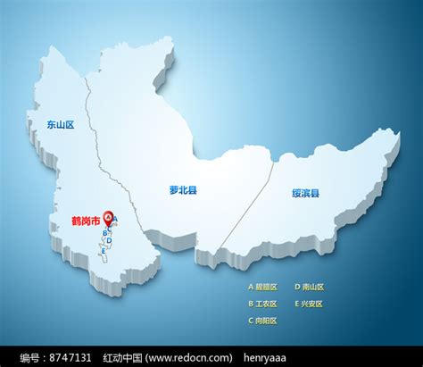 蓝色高清鹤岗市地图图片__编号8747131_红动中国