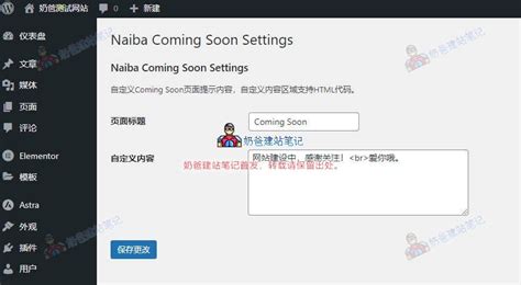 Naiba Coming Soon，一个简单的Coming Soon插件 – 奶爸建站笔记