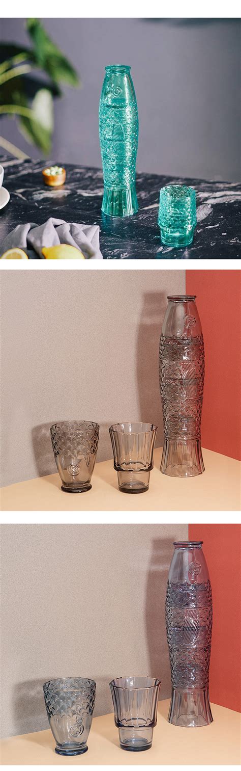 西班牙Doiy创意锦鲤鱼形玻璃杯套装透明可堆叠礼品水杯水具家用-日用品-2021美间（软装设计采购助手）