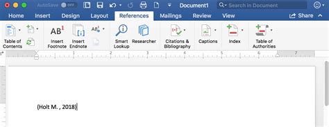 Creating references in word