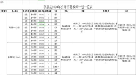 教育-获嘉县2020年公开招聘教师公告