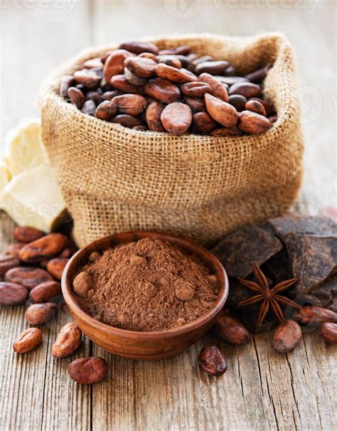 Cacao beans and chocolate in the bag 4469622 Stock Photo at Vecteezy