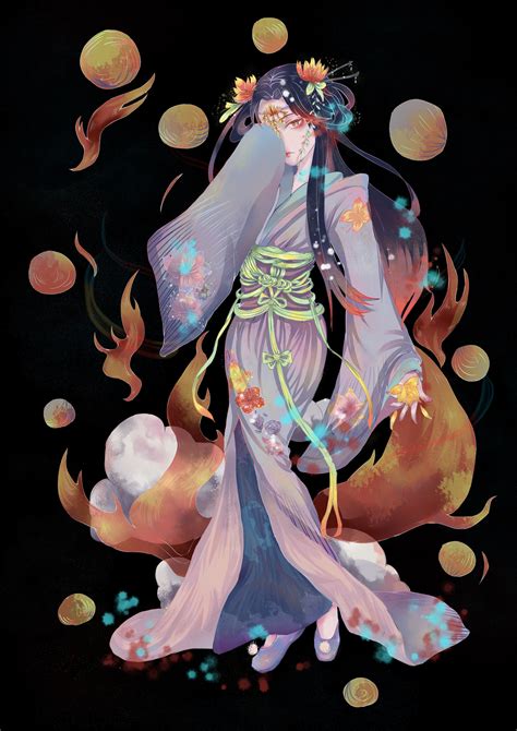 夫诸《山海经》拟人化插画暖寒三叶绘图片