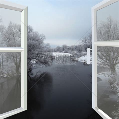 从开着的窗户看冬天的雪河高清图片下载-正版图片503021939-摄图网