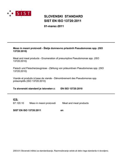 EN ISO 13720:2010 - Meat and meat products - Enumeration of presumptive ...