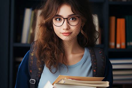 甜美女生头像拿着书本