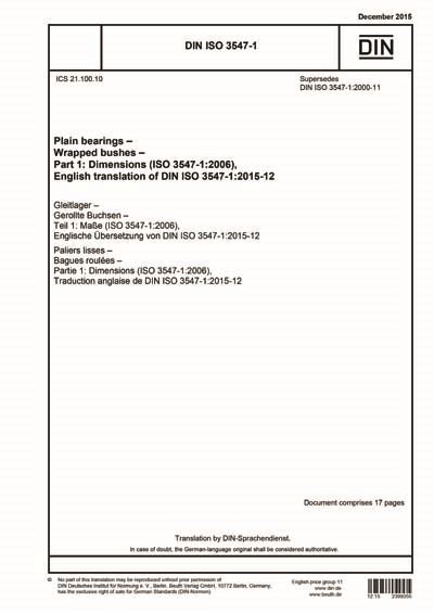 DIN ISO 3547-1:2015 - Plain bearings - Wrapped bushes - Part 1 ...