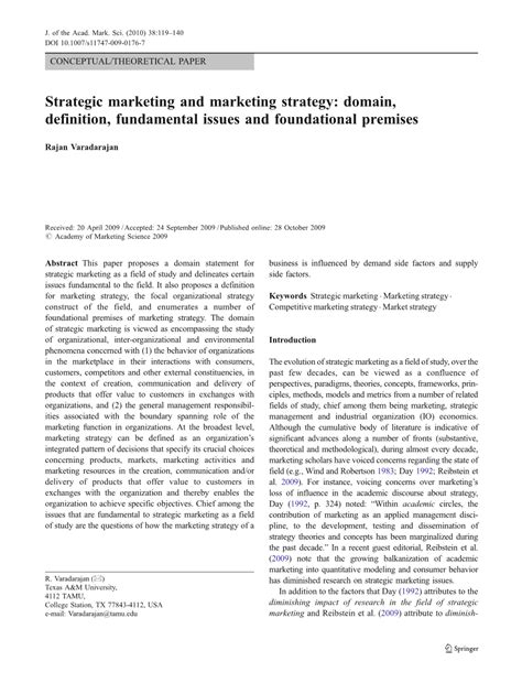 战略营销和营销战略：范围，定义，基本命题和基本前提外文翻译资料-外文翻译网