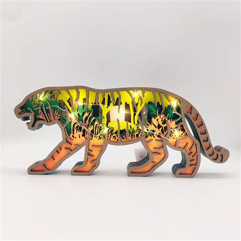 新品动物木质雕刻老虎工艺品创意家居装饰木制多层镂空老虎摆件-阿里巴巴