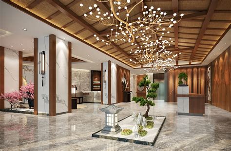 新中式酒店大厅|空间|室内设计|Z37715446 - 原创作品 - 站酷 (ZCOOL)