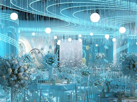 宴会厅以白色和蓝色为婚礼装饰高清图片下载-正版图片504838850-摄图网