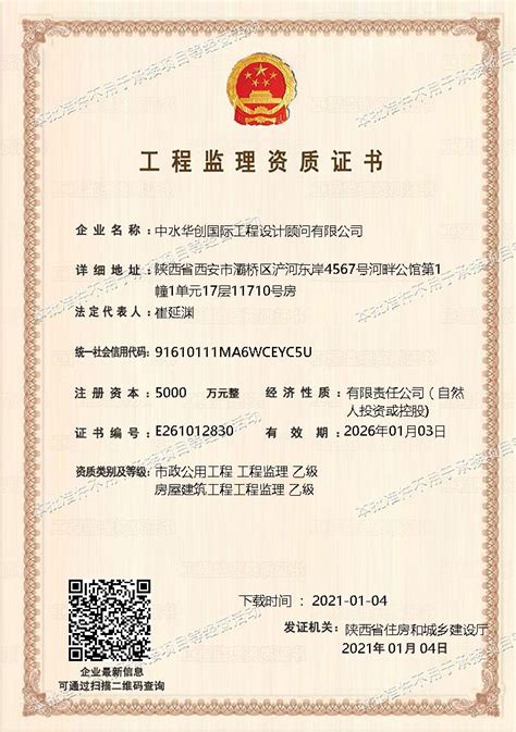 荣誉资质_中水华创国际工程设计顾问有限公司