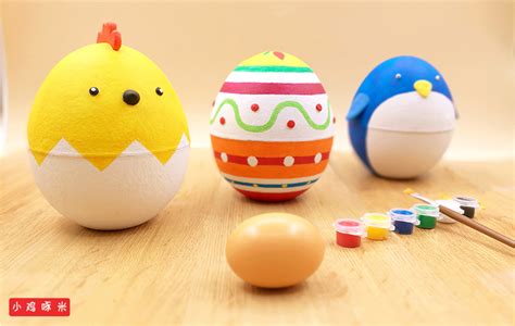 复活节彩蛋 儿童diy手工制作材料手绘鸡蛋卡通带图案仿真塑料彩蛋-阿里巴巴