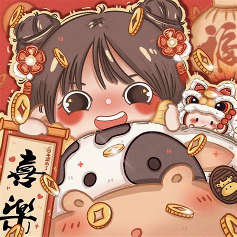 甜美女生新年头像动漫版