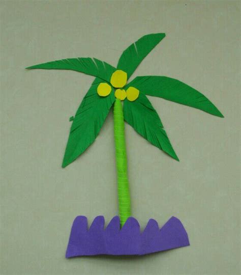 创意儿童手工DIY小制作 漂亮的椰子树挂画详细步骤图解 肉丁儿童网
