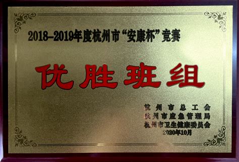 公司荣获2018-2019年度杭州市“安康杯”竞赛优胜单位、优胜班组及先进个人_杭州友声科技股份有限公司