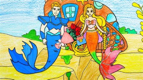 星星童话 手绘定格动画：美人鱼星星换上漂亮衣服和人鱼王子一起去参加舞会