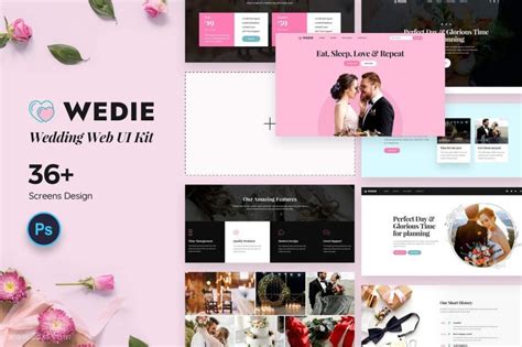 婚礼婚庆网站界面设计UI Kit设计模板-Wedie - 25学堂