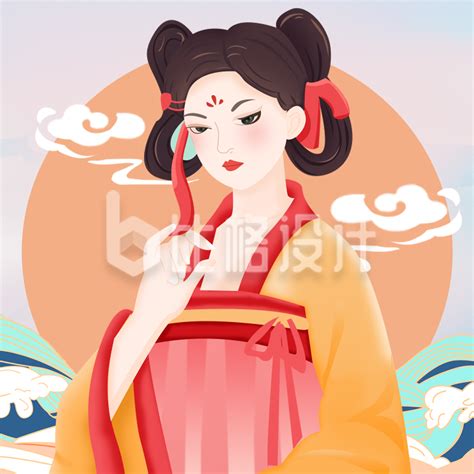 温柔汉服头像手绘女生