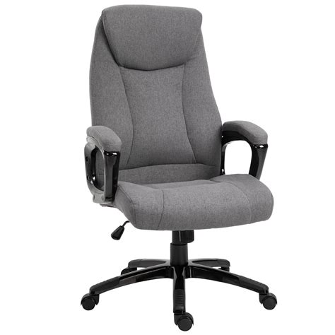 Vinsetto Ergonomic Office Chair Adjustable Height Linen Fabric Rocker ...