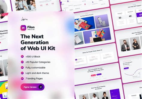 300+时尚高级的前卫的网站主题包，Filon Web UI Kit 300+ Artboards (Figma)_UI社