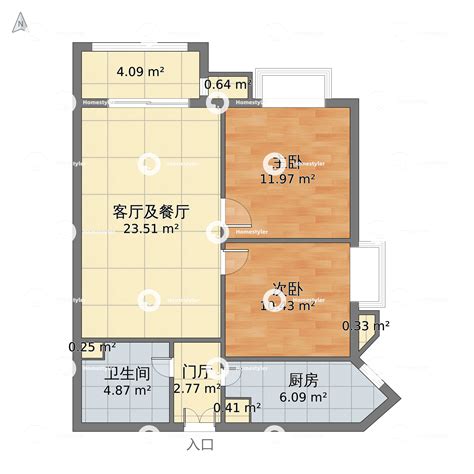 幸福家园2室1厅1卫1厨88.00㎡-v2户型图 - 小区户型图 -躺平设计家