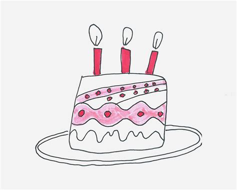 蛋糕简笔画图片大全 生日蛋糕简笔画彩色 儿童画蛋糕图片大全(2)[ 图片/7P ] - 才艺君