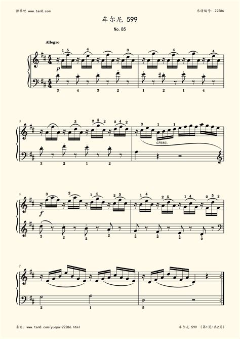 《车尔尼599 NO.85,钢琴谱》车尔尼|弹琴吧|钢琴谱|吉他谱|钢琴曲|乐谱|五线谱|高清免费下载|蛐蛐钢琴网