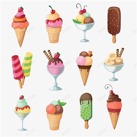 手绘各种各样冰淇淋png图片免费下载-素材7xikPeege-新图网