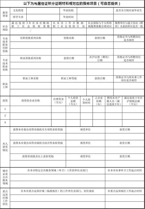 《上海市居住证》积分申请表(2018年最新版word可编辑版)_文档之家