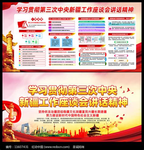 第三次新疆工作座谈会讲话精神展板图片下载_红动中国