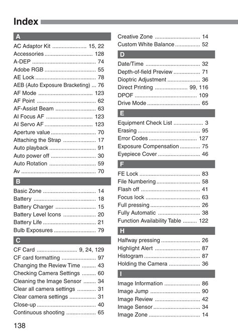 Index | Canon ds6041 User Manual | Page 138 / 140