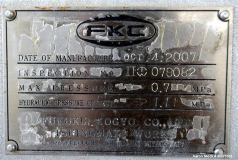 Used- FKC Screw Press, Model SHX-800X6000L, 316L