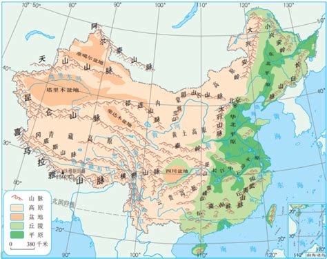 中国主要地形区分布图_中国地图_初高中地理网