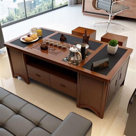 新中式实木茶桌 办公室会客洽谈泡茶桌椅家用客厅功夫茶桌椅组合-阿里巴巴