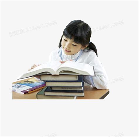 坐在书桌前看书的女孩子图片免费下载_PNG素材_编号vd9i0pw9z_图精灵