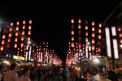航拍洛阳老城十字街夜市-人民图片网