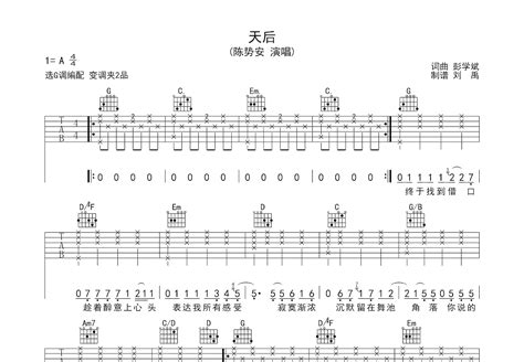 天后吉他谱-C调弹唱谱(高清版)-吉他教学演示-陈势安-看乐谱网