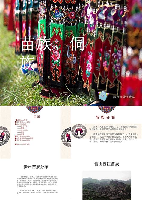 贵州黔东南苗族侗族服饰文化展示介绍ppt模板_PPT牛模板网