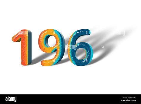 Rounded red number 196 3D illustration on white background have work ...
