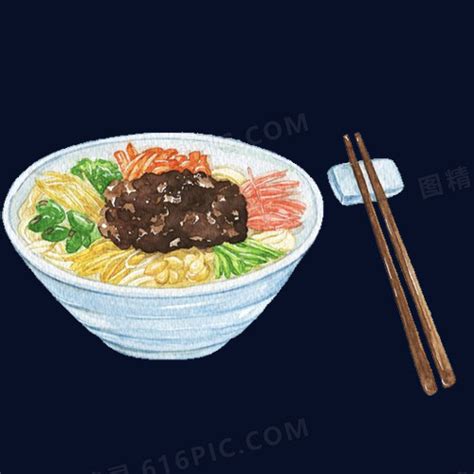 手绘炸酱面图片