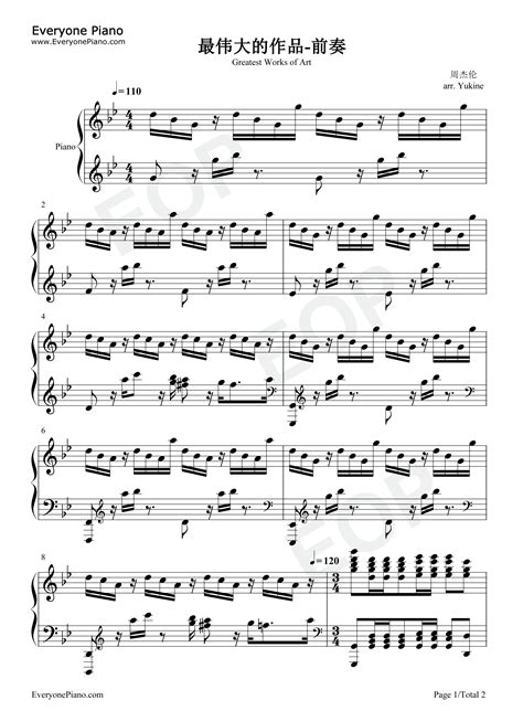 最伟大的作品-前奏-钢琴谱文件（五线谱、双手简谱、数字谱、Midi、PDF）免费下载