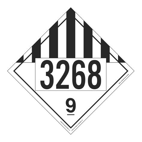UN#3268 Class 9 Stock Numbered Placard | Carlton Industries