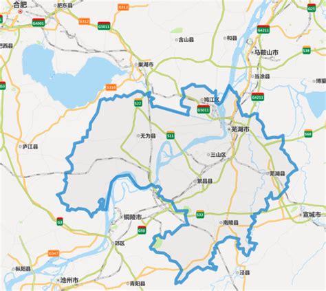 芜湖市行政区划地图：芜湖市下辖5个区1个县代管1个县级市分别是哪些？