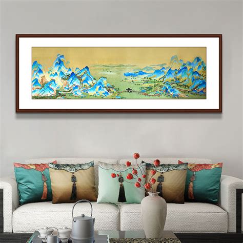 新中式客厅沙发背景墙挂画-2022年新款苏绣手工刺绣山水画有面子