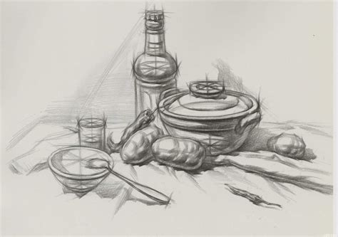 静物组合素描图片