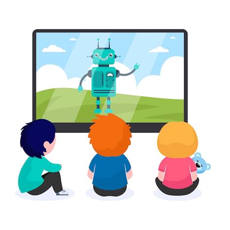 Watching entertainment program 2D vector isolated illustration. Smiling ...