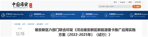 地方政策｜河北雄安新区新能源重卡推广应用实施方案（2022-2025年